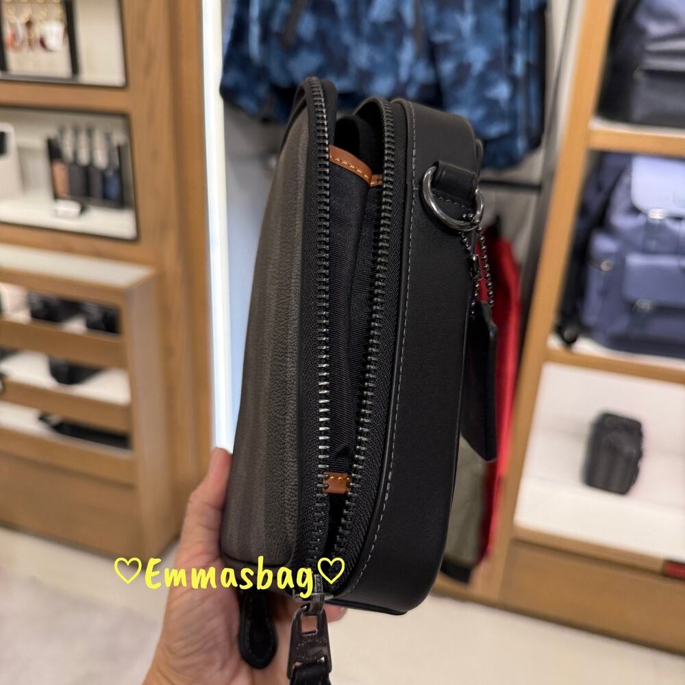 Coach Stanton Crossbody Bag In Signature Canvas Stripes CEB29 Gunmetal/Black - Picture 5 of 16